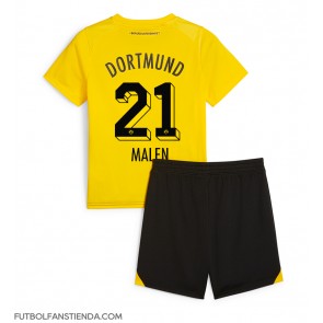Borussia Dortmund Donyell Malen #21 Primera Equipación Niños 2023-24 Manga Corta (+ Pantalones cortos)